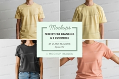 Woman wearing casual tshirt mockup on white background Product Image 1
