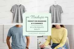 Minimalist t-shirt mockup on white brick wall display Product Image 1