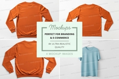 Orange and teal clothing mockup set on white Product Image 1