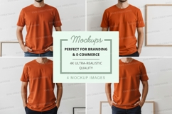 Orange t-shirt mockup on mannequin minimalist white backgrou Product Image 1