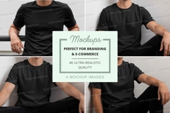 Black t-shirt mockup man arms crossed studio white Product Image 1