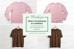 Blank t-shirt mockup set on white hanger display Product Image 1