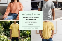 T-shirt mockup set on man and woman urban lifestyle Product Image 1
