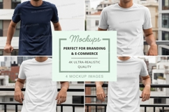 Man white t-shirt mockup urban city lifestyle casual Product Image 1