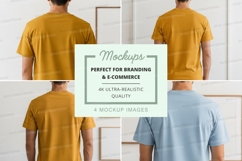 Two men t-shirt mockup white brick wall minimalist design Product Image 1