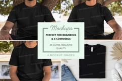 Black t-shirt mockup on man outdoor lifestyle minimalist Product Image 1