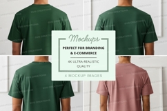 Green and pink t-shirt mockup on white brick wall background Product Image 1