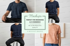 Man t-shirt mockup sitting white background minimalist Product Image 1