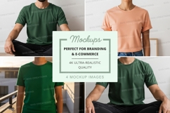 Man t-shirt mockup casual lifestyle minimalist display Product Image 1