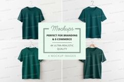 Green t-shirt mockup on white hanger minimal display Product Image 1