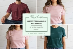 T-shirt mockup set hands on hips white wall Product Image 1