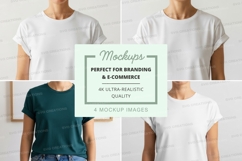 Blank white t-shirt mockup on wooden hanger minimalist displ Product Image 1