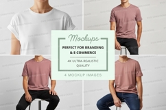 Man t-shirt mockup white pink casual minimalist studio Product Image 1
