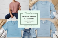 Casual t-shirt mockup on model and hanger minimalist Product Image 1