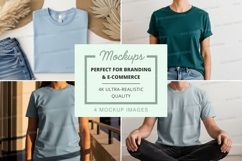 Minimalist t-shirt mockup on model and hanger lifestyle Product Image 1