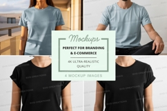 Woman t-shirt mockup front back view minimalist studio Product Image 1