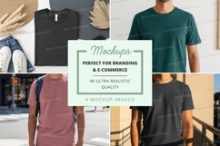 Minimalist t-shirt mockup set on wooden hanger display Product Image 1