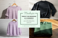 Clothing mockup set on wooden hanger and table minimal desig Product Image 1