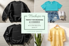 Clothing mockup set on brick wall minimalist display Product Image 1