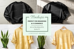Black and beige oversized t-shirt mockup on hanger with plan Product Image 1