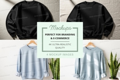 Black and grey hoodie mockup on hanger with plants Product Image 1