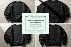 Black oversized sweatshirt mockup on textured fabricsweatshi Product Image 1