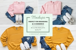 Casual clothing mockup set on wooden floor Product Image 1