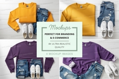 Clothing mockup set with jeans and sneakers flat lay Product Image 1