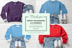 Clothing mockup set with sweatshirts and jeans on hanger Product Image 1