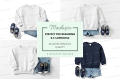Casual clothing mockup set with jeans and sneakers Product Image 1
