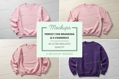 Pink and purple sweatshirt mockup on neutral background Product Image 1