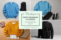 Clothing mockup set on wooden background minimalist display Product Image 1