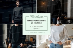 Black and white hoodie mockup on mannequin and model Product Image 1