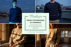 Man casual sweater mockup urban cityscape evening Product Image 1