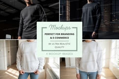 Woman hoodie mockup front back view indoor natural light Product Image 1