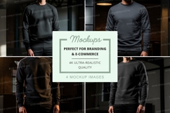 Man in grey sweatshirt mockup on stool dark background Product Image 1