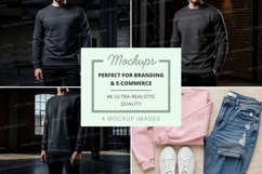 Clothing mockup set black pink jeans display Product Image 1