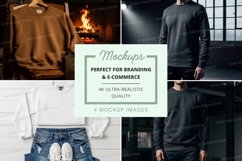 Men's clothing mockup set with fireplace and brick wall Product Image 1