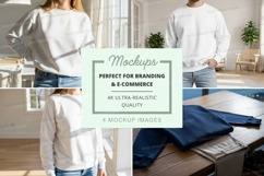White hoodie mockup on mannequin and model lifestyle indoor Product Image 1