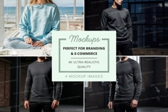 Woman and man in oversized hoodies urban mockup display Product Image 1