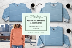 Blue and pink hoodie mockup on urban background Product Image 1