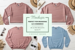 Pink sweatshirt mockup flat lay minimalist lifestyle Product Image 1