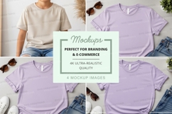 Lavender t-shirt mockup on white wooden background Product Image 1