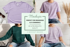T-shirt mockup on person sitting minimalist white background Product Image 1