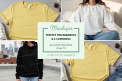 Women's oversized t-shirt mockup on hanger and model Product Image 1