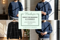 Men wearing black long sleeve mockup front back view Product Image 1