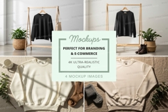 Clothing mockup display on wooden rack minimalist setup Product Image 1