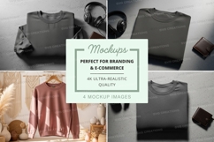 Minimalist clothing mockup set with accessories on marble Product Image 1