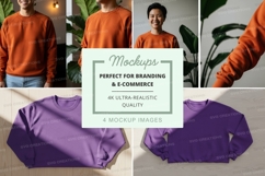 Woman wearing purple sweatshirt mockup on white background Product Image 1