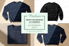 Blank navy hoodie mockup on wooden surface minimal design Product Image 1
